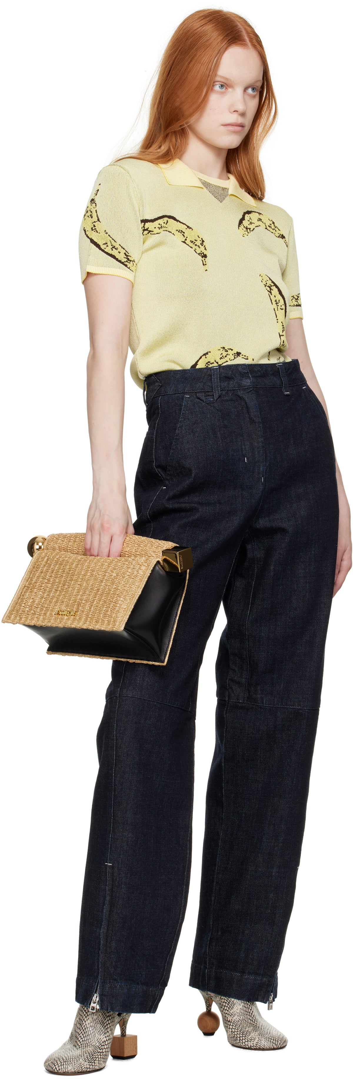 JACQUEMUS Beige & Black La Croisière 'The Rond Carré' Pouch