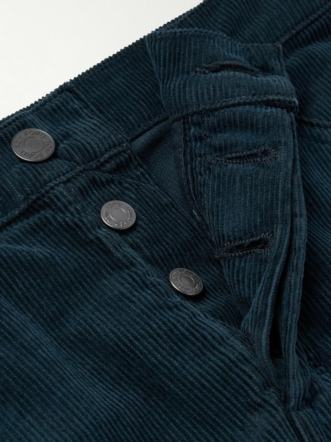 TOM FORD - Slim-Fit Cotton-Blend Corduroy Trousers - Blue