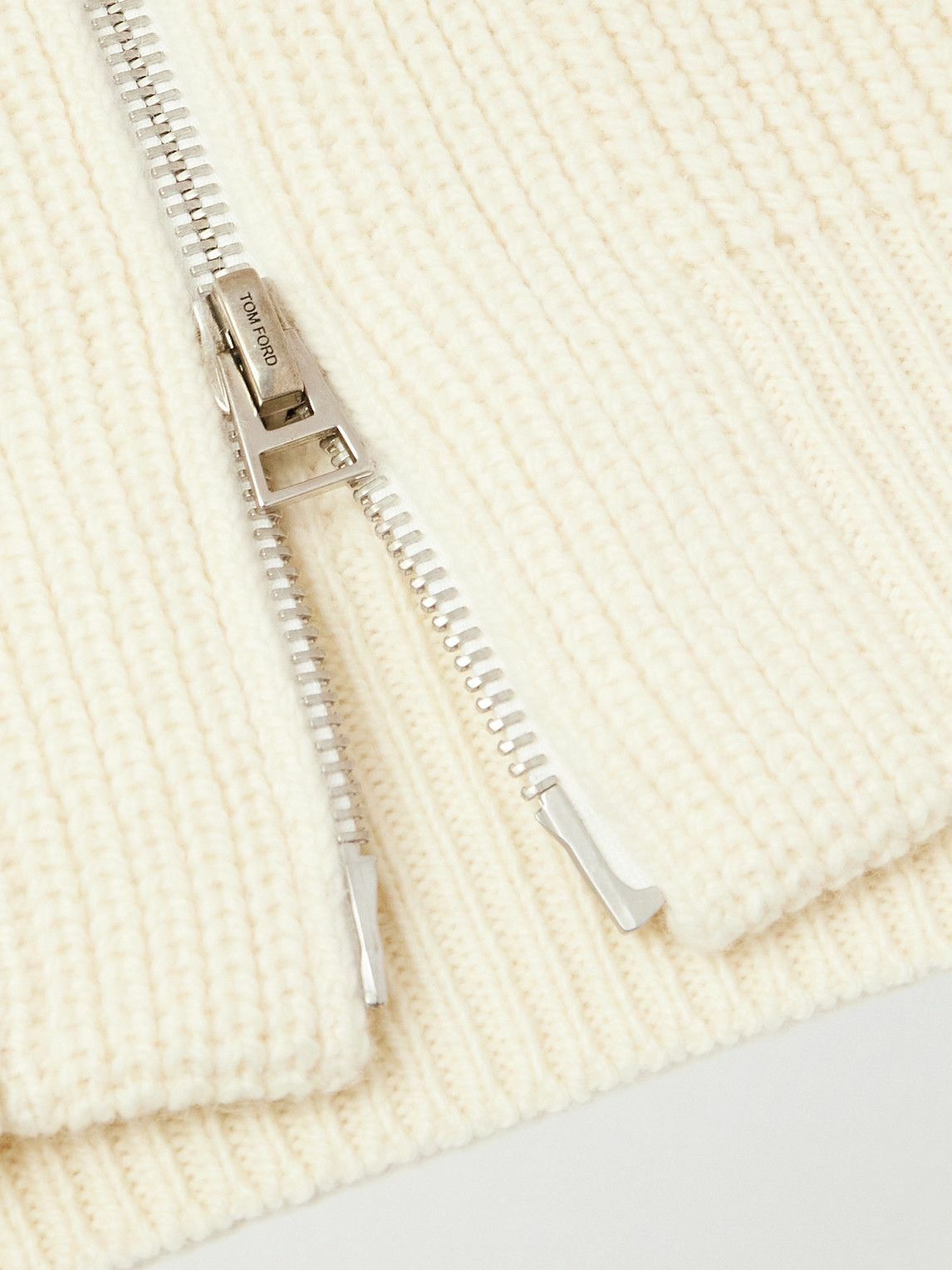 Tom Ford - Slim-Fit Ribbed Wool and Mohair-Blend Zip-Up Cardigan - Neutrals