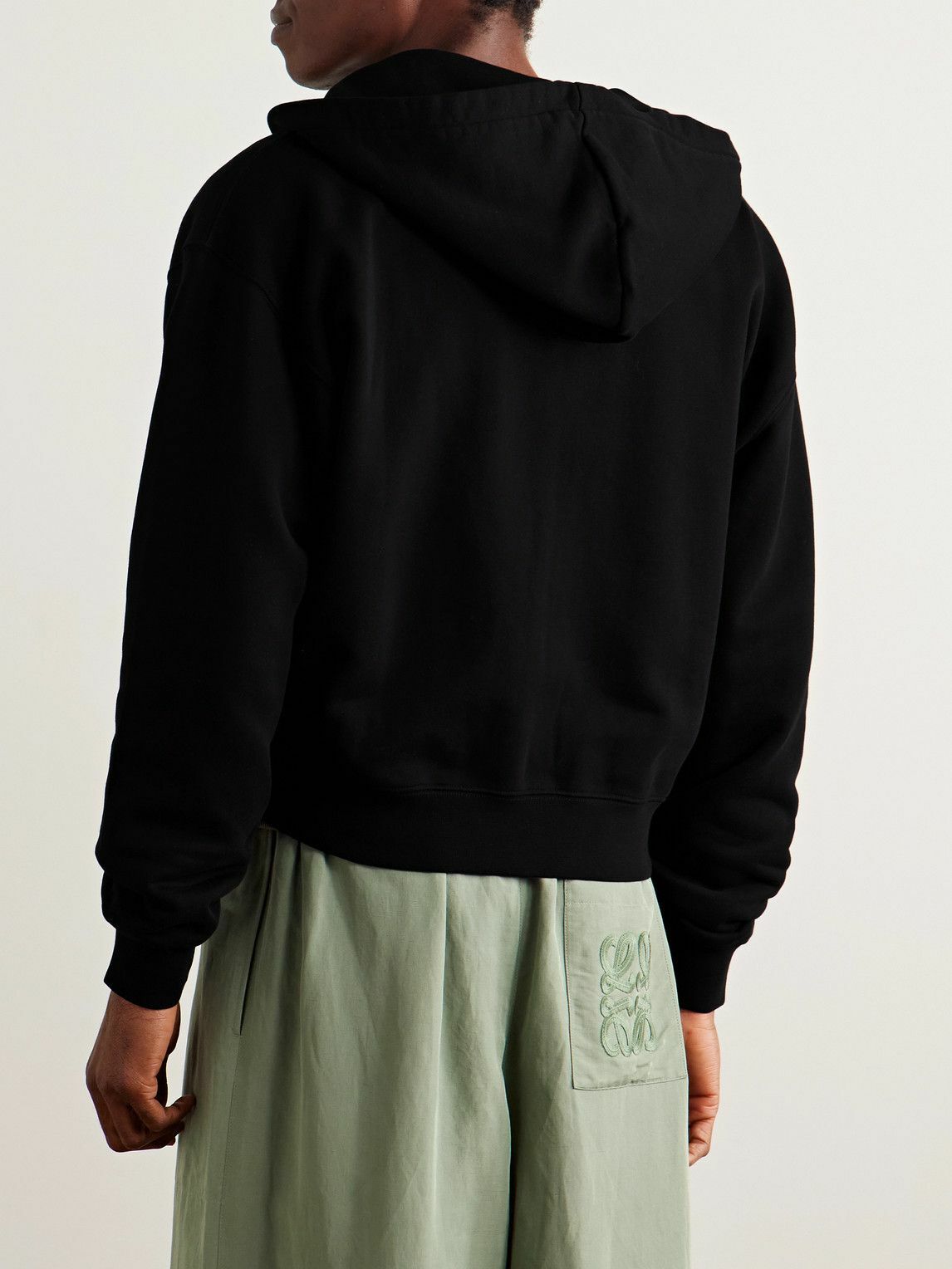 Jacquemus - Logo-Embroidered Cotton-Jersey Zip-Up Hoodie - Black