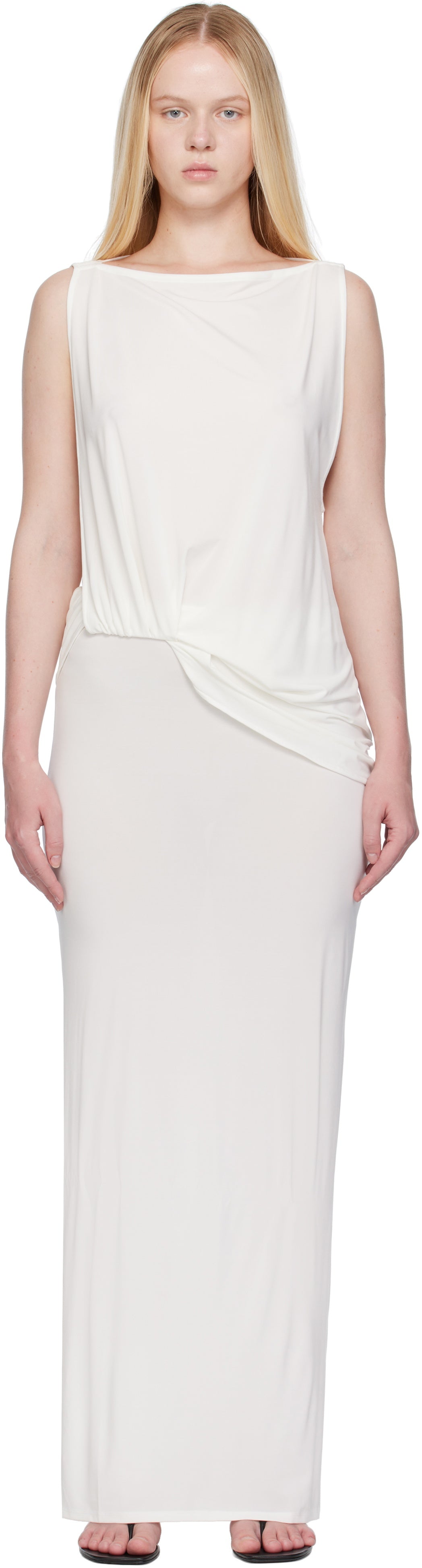 JACQUEMUS White La Croisière 'The Peplo' Maxi Dress