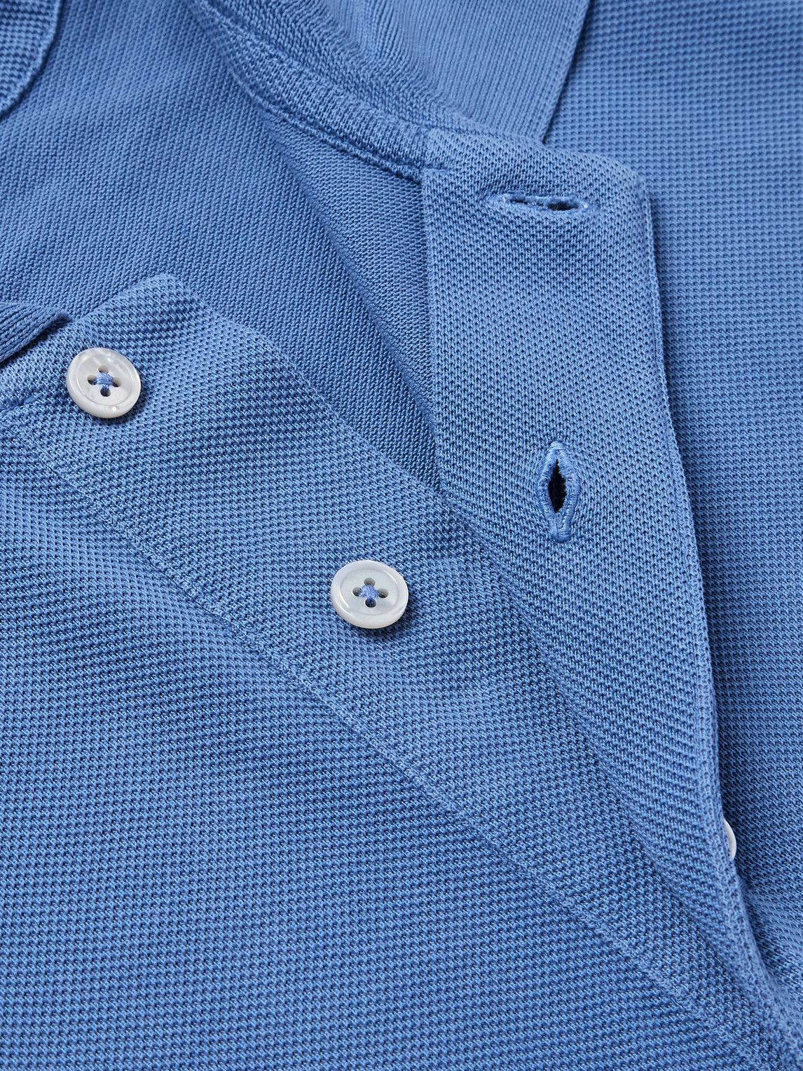 Tom Ford - Slim-Fit Lyocell and Cotton-Blend Piqué Polo Shirt - Blue
