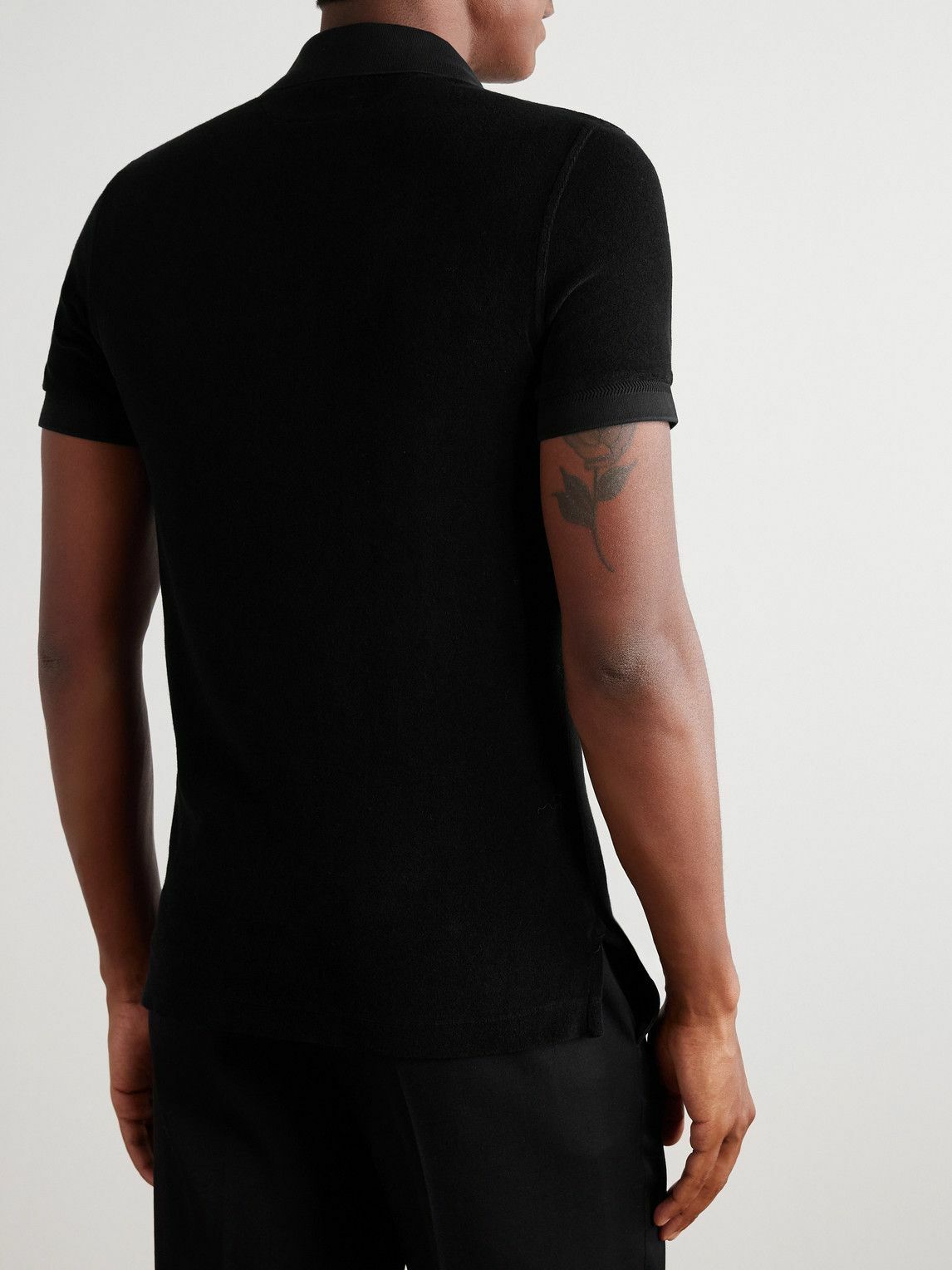 TOM FORD - Slim-Fit Cotton-Blend Terry Polo Shirt - Black