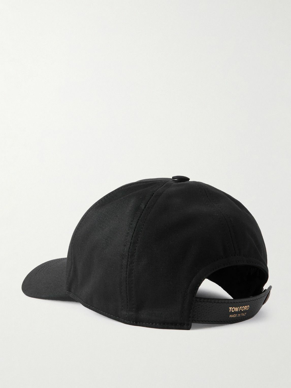 Tom Ford - Logo-Embroidered Leather-Trimmed Cotton-Twill Baseball Cap - Black