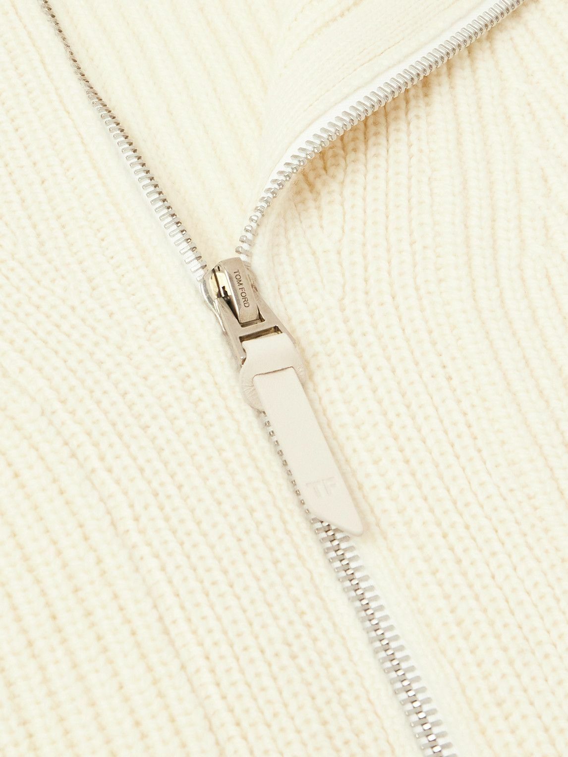 Tom Ford - Slim-Fit Ribbed Wool and Mohair-Blend Zip-Up Cardigan - Neutrals