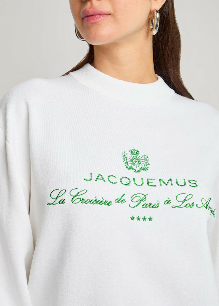 Jacquemus La Maille Venice Embroidered Cotton-blend Sweatshirt White
