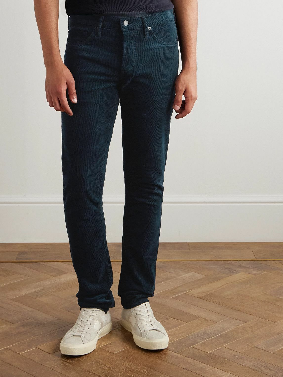 TOM FORD - Slim-Fit Cotton-Blend Corduroy Trousers - Blue