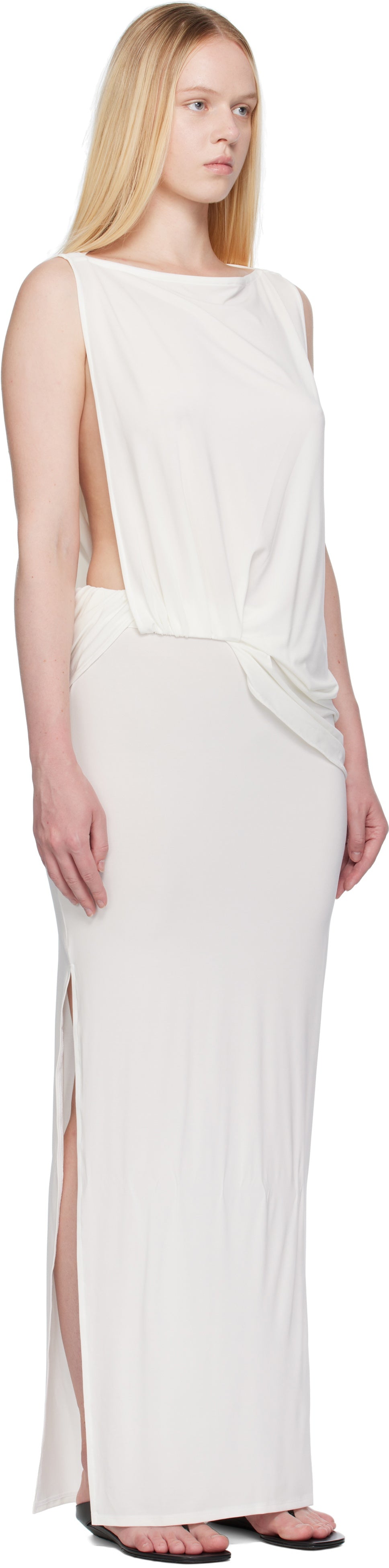 JACQUEMUS White La Croisière 'The Peplo' Maxi Dress