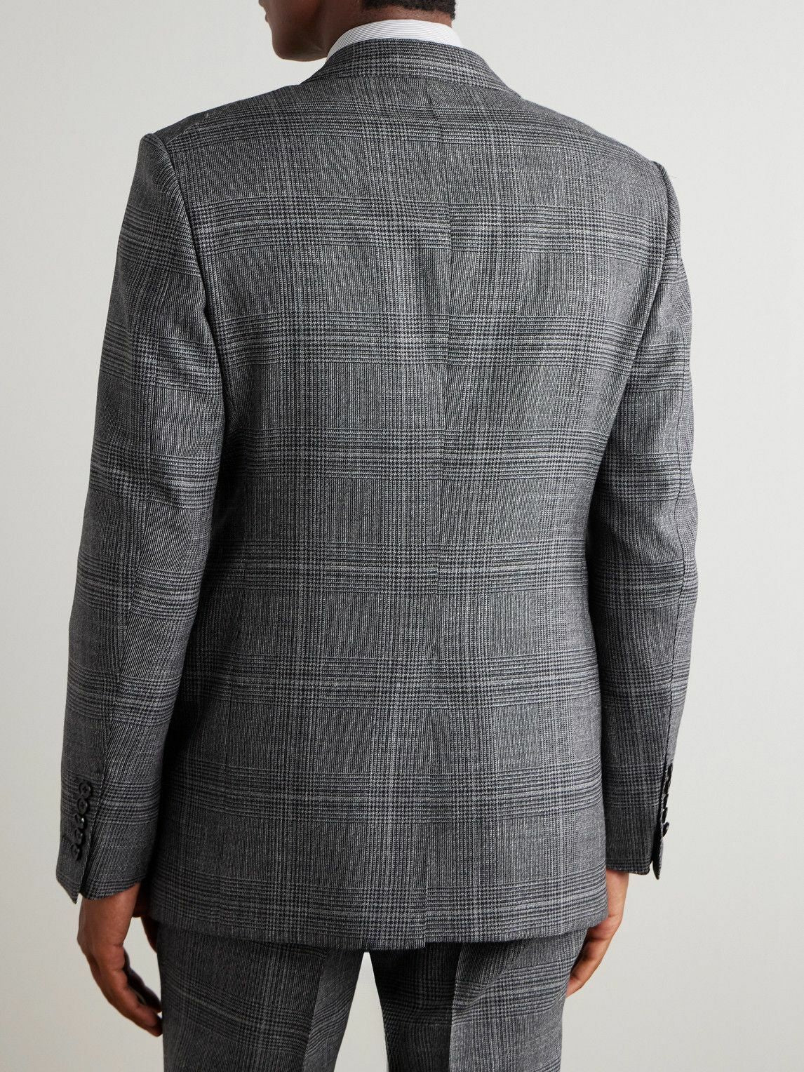 TOM FORD - Shelton Slim-Fit Prince of Wales Wool and Silk-Blend Suit Jacket - Gray