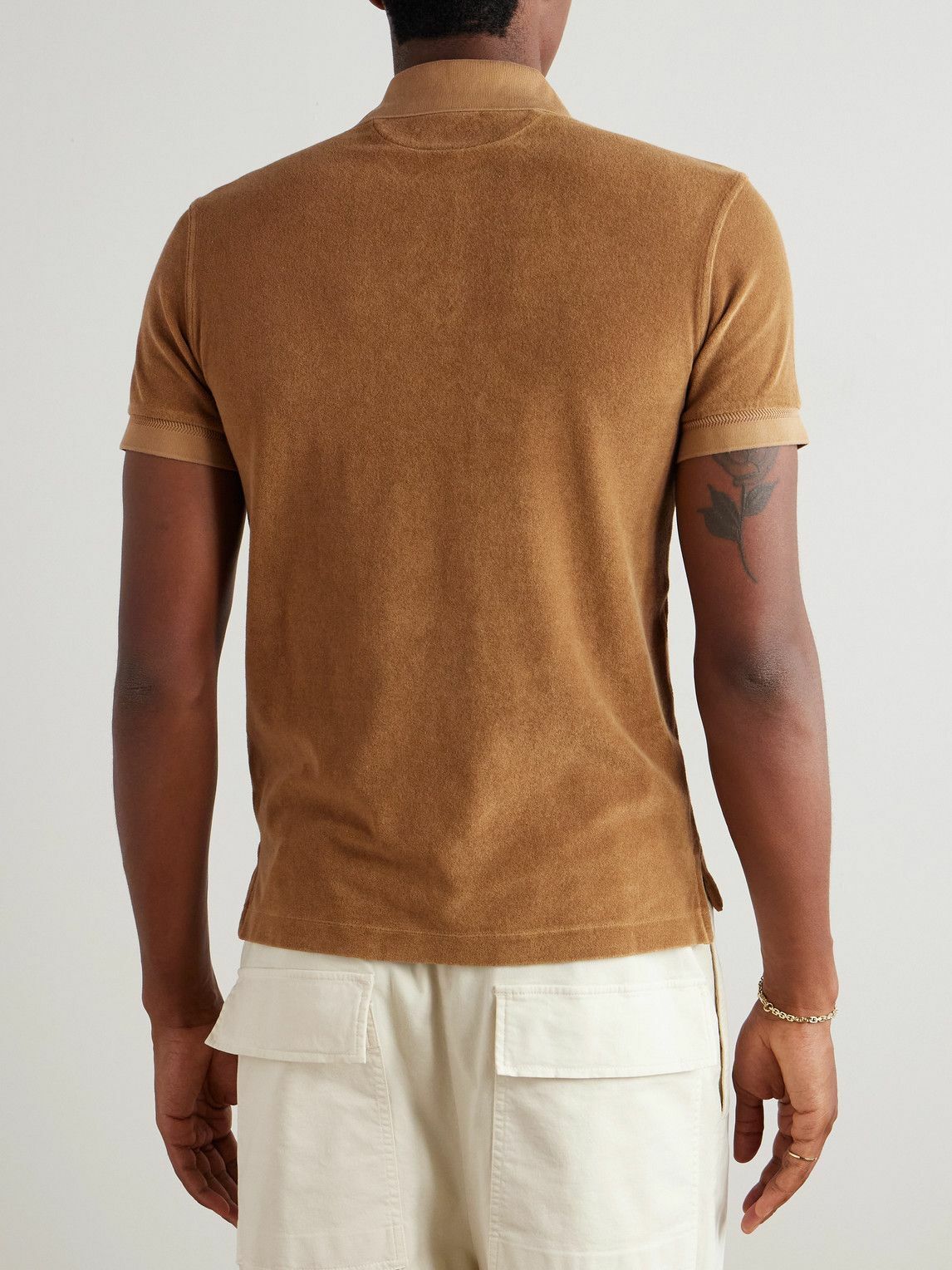 TOM FORD - Slim-Fit Cotton-Blend Terry Polo Shirt - Brown