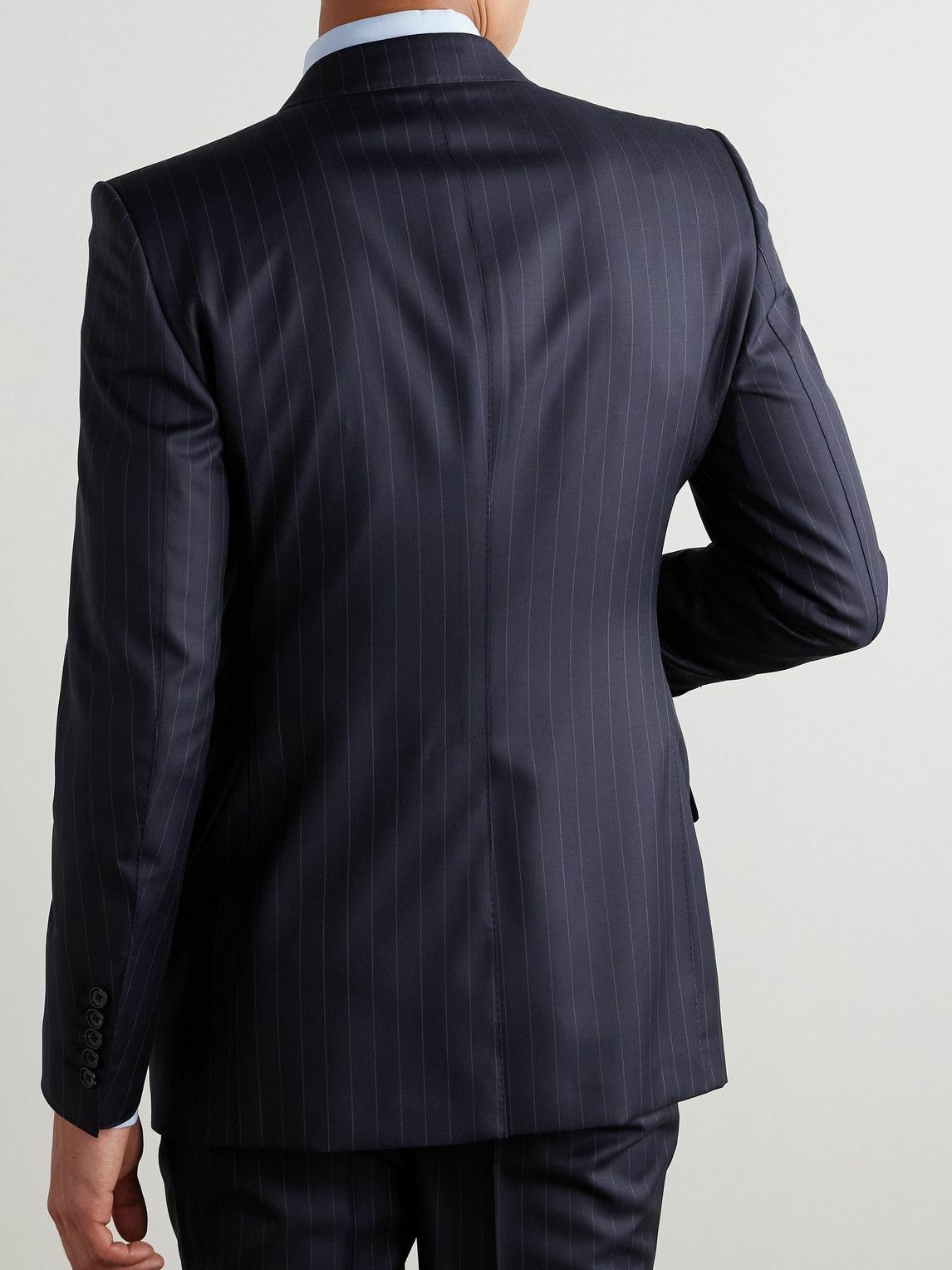 TOM FORD - Dyllan Slim-Fit Pinstriped Wool-Twill Suit Jacket - Blue