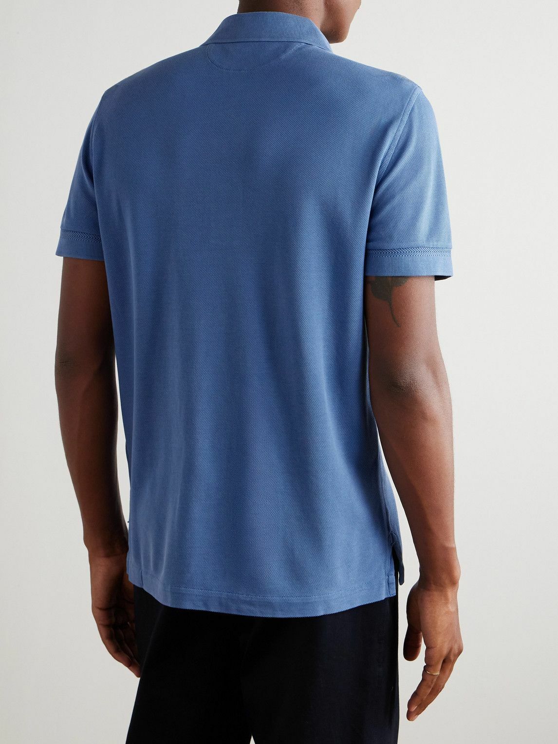 Tom Ford - Slim-Fit Lyocell and Cotton-Blend Piqué Polo Shirt - Blue