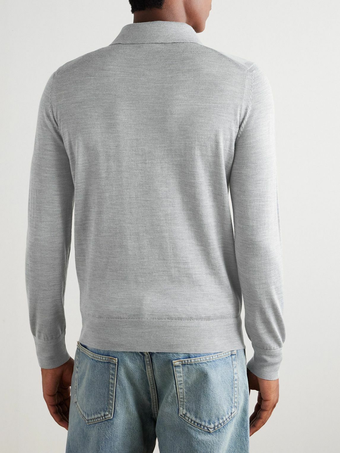 Tom Ford - Slim-Fit Cashmere and Silk-Blend Polo Shirt - Gray