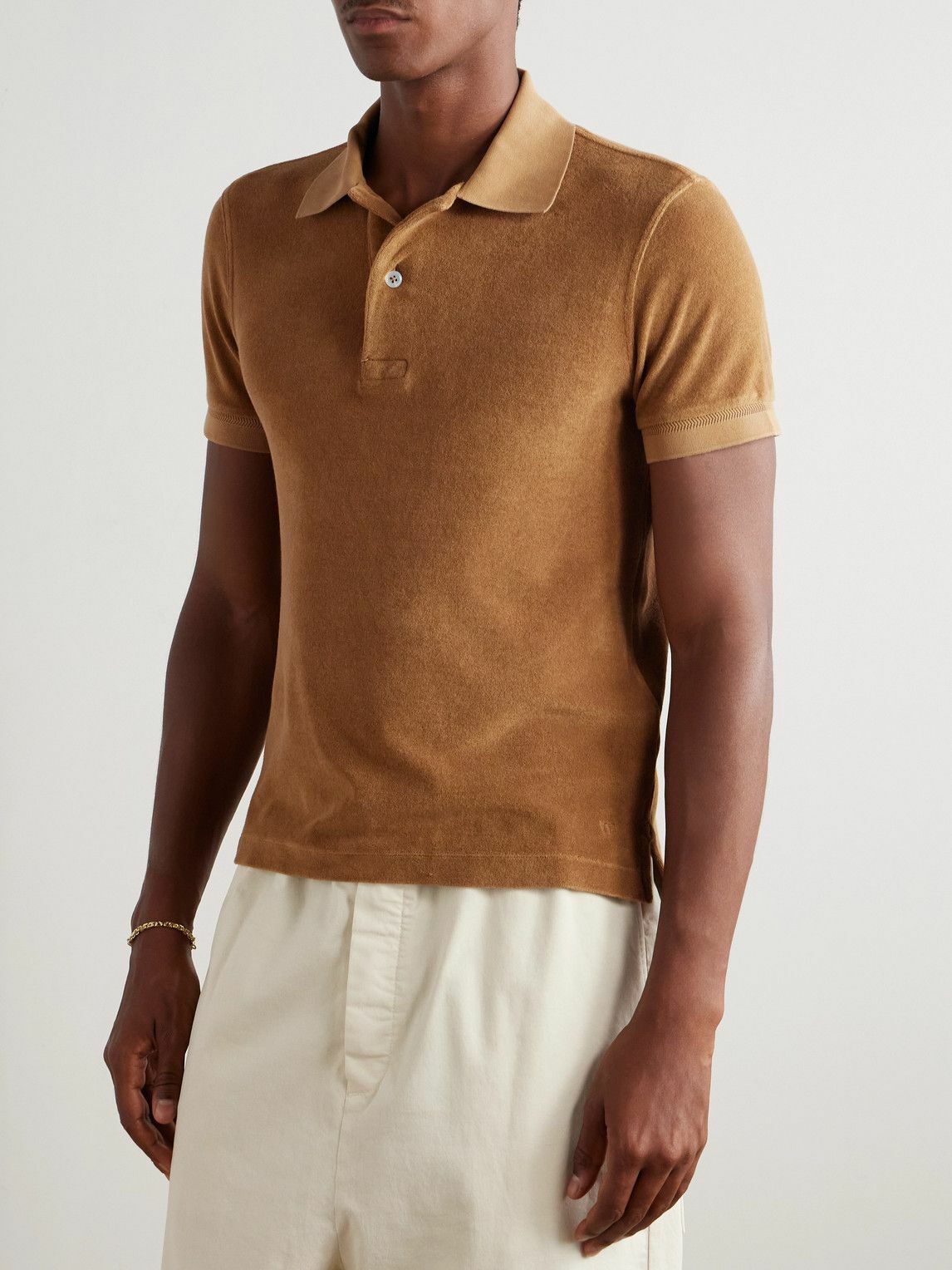 TOM FORD - Slim-Fit Cotton-Blend Terry Polo Shirt - Brown