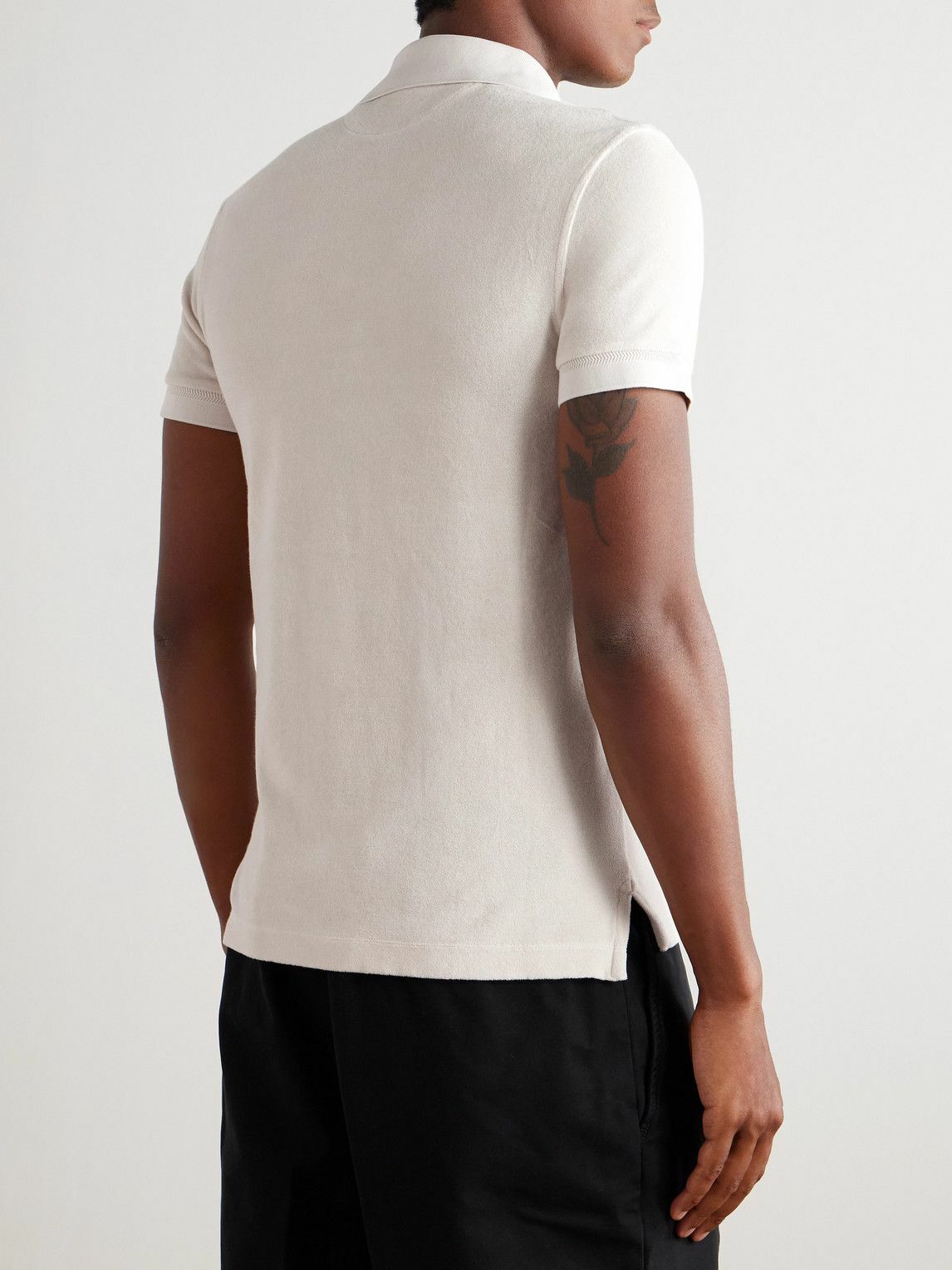 TOM FORD - Slim-Fit Cotton-Blend Terry Polo Shirt - Neutrals