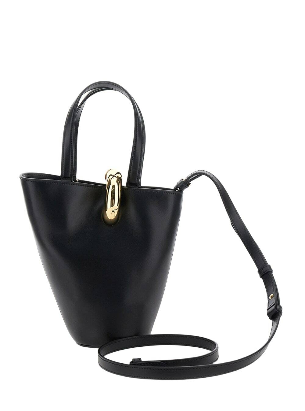 Jacquemus le Petit Bambina Black Shoulder Bag With Embossed Logo Lettering On The Front And Fixed Shoulder Strap In Ecoleather Woman