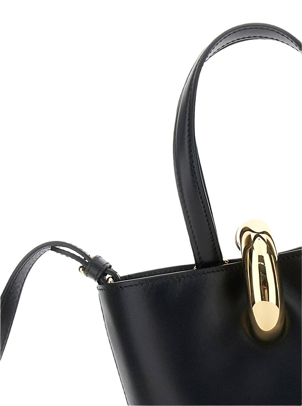 Jacquemus le Petit Bambina Black Shoulder Bag With Embossed Logo Lettering On The Front And Fixed Shoulder Strap In Ecoleather Woman