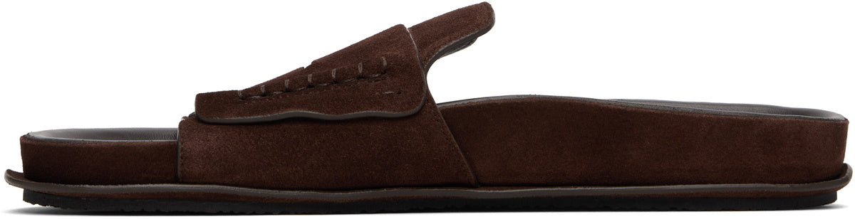 JACQUEMUS Brown Suede Loafer Sandals