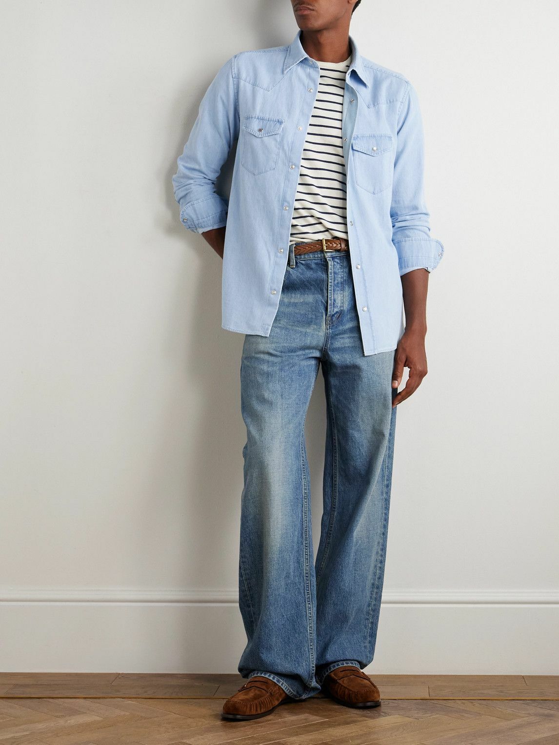 TOM FORD - Cotton-Chambray Western Shirt - Blue