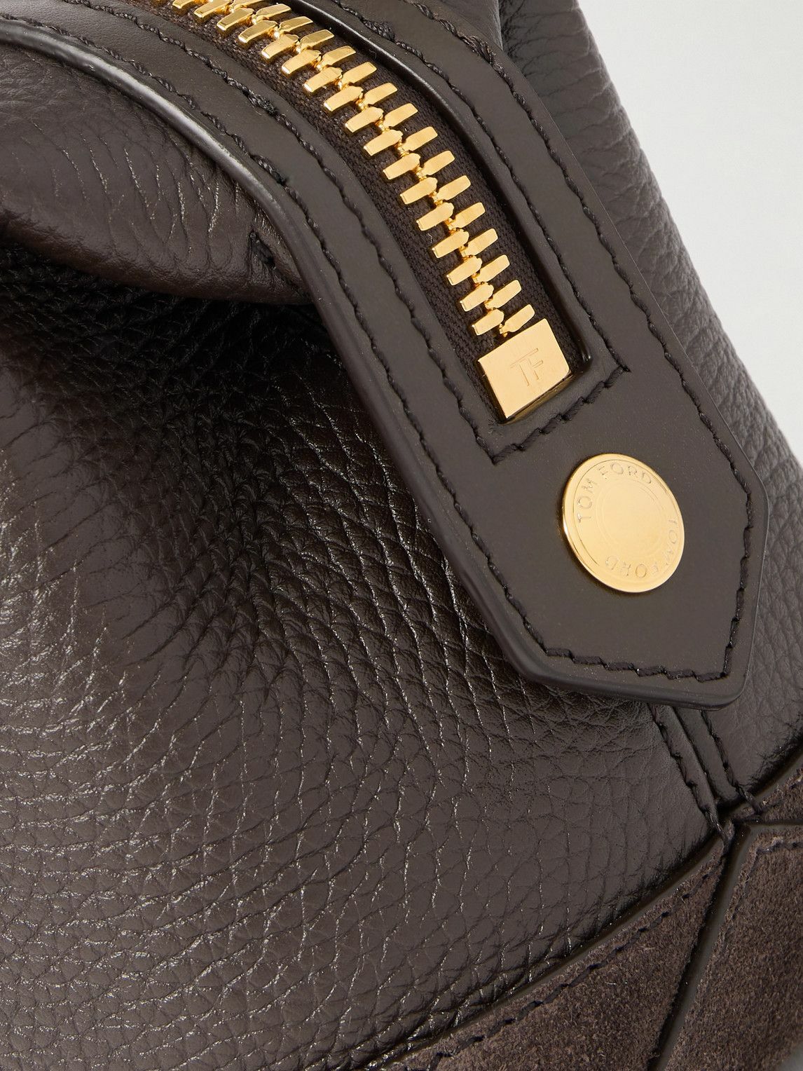 Tom Ford - Suede-Trimmed Full-Grain Leather Wash Bag