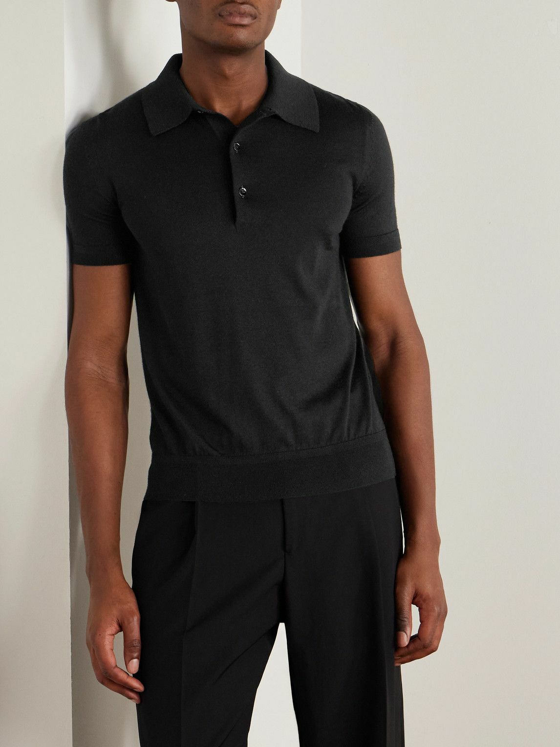 TOM FORD - Cashmere and Silk-Blend Polo Shirt - Black