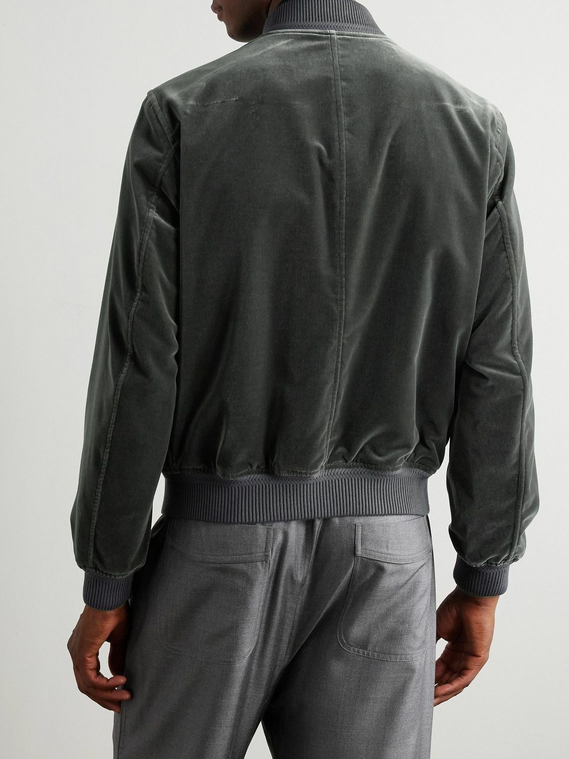TOM FORD - Cotton-Velvet Bomber Jacket - Gray