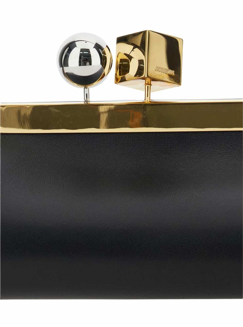 Jacquemus la Pochette Salon Black Shoulder Bag With Kiss-lock Closure And Removable Shoulder Strap In Leather Woman