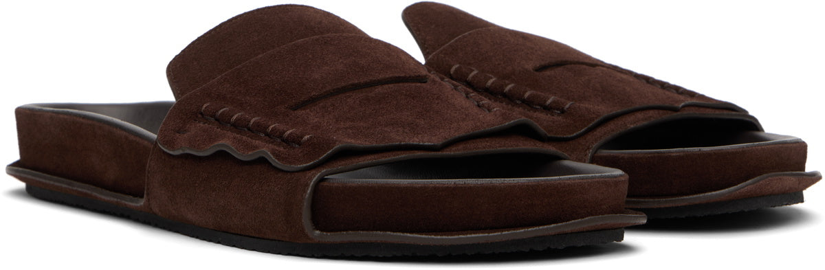 JACQUEMUS Brown Suede Loafer Sandals