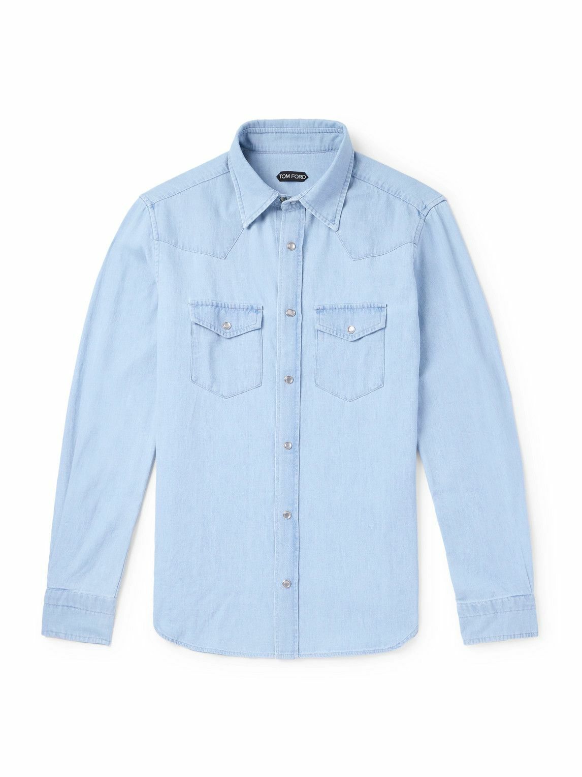 TOM FORD - Cotton-Chambray Western Shirt - Blue