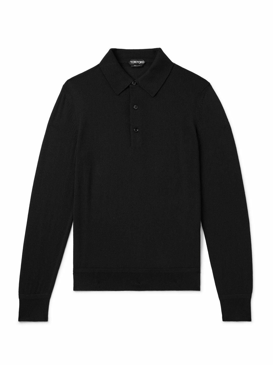 Tom Ford - Slim-Fit Cashmere and Silk-Blend Polo Shirt - Black
