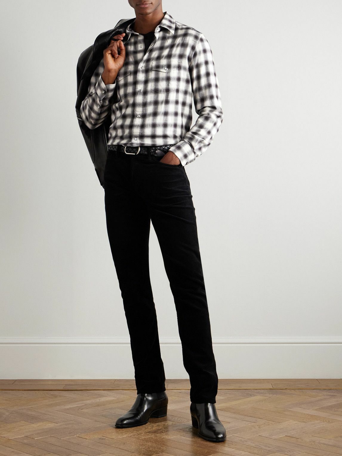 TOM FORD - Slim-Fit Checked Cotton-Flannel Shirt - Brown