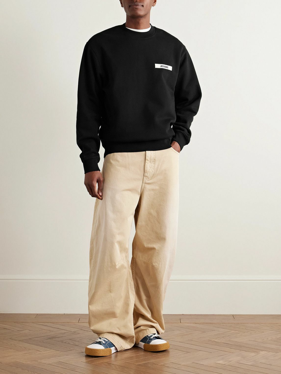 Jacquemus - Logo-Embroidered Cotton-Jersey Hoodie - Black