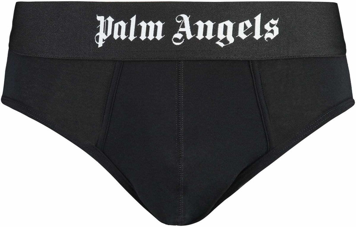 Palm Angels Set Of Two Cotton Briefs With Logoed Elastic Band