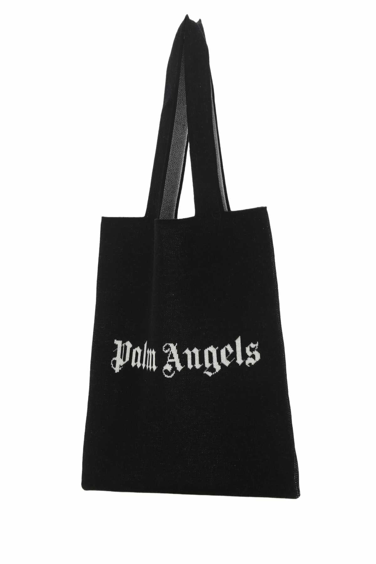 Palm Angels Black Wool Blend Shopping Bag