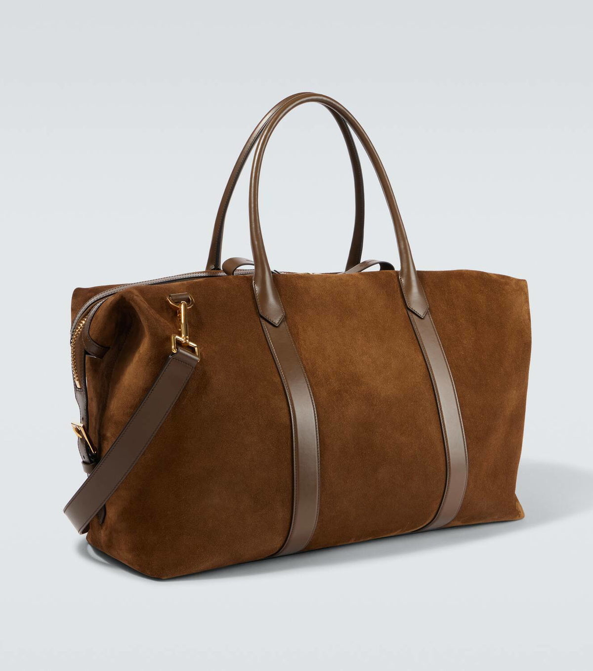 Tom Ford Leather-trimmed suede duffel bag