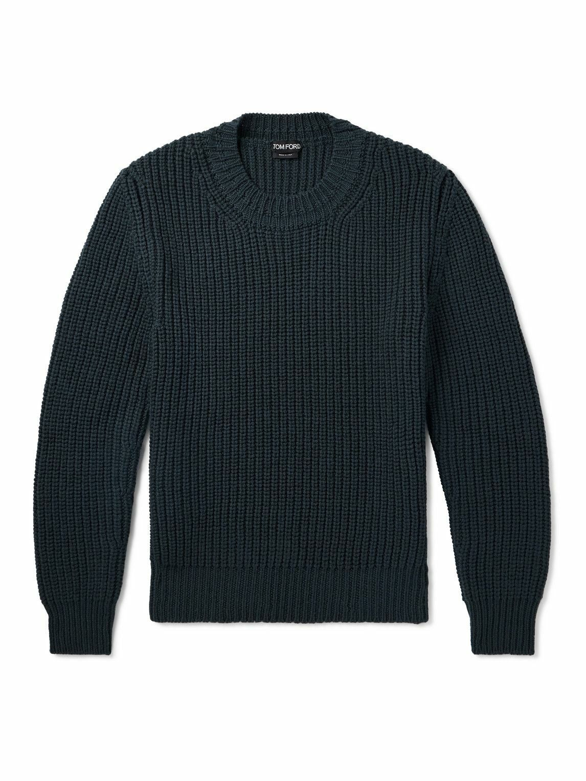 TOM FORD - Ribbed Wool and Cashmere-Blend Sweater - Gray