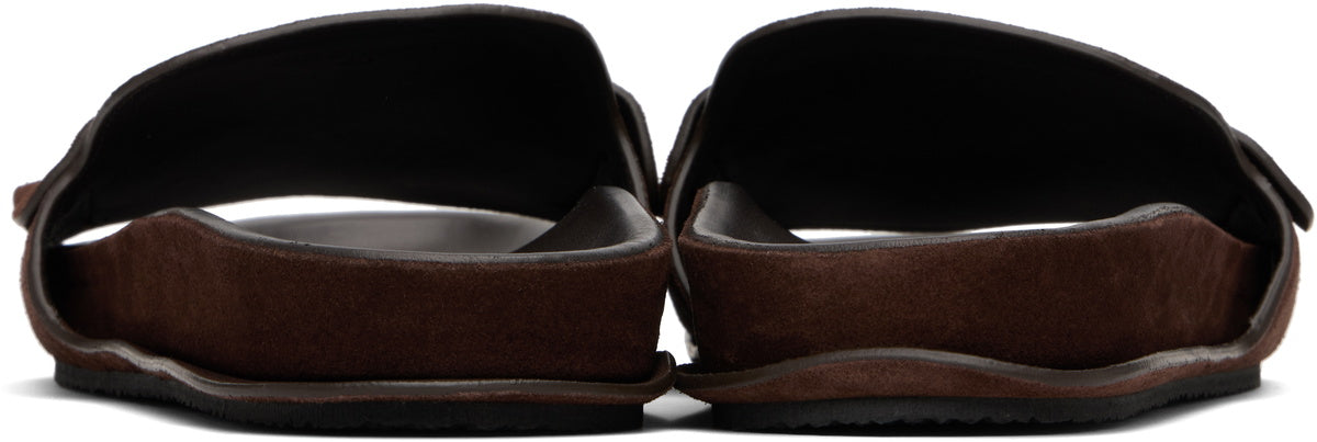 JACQUEMUS Brown Suede Loafer Sandals