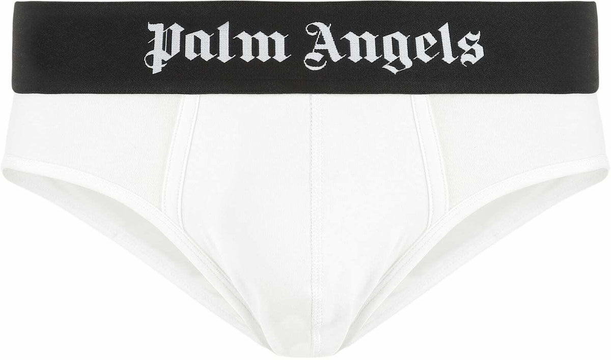 Palm Angels Set Of Two Cotton Briefs With Logoed Elastic Band