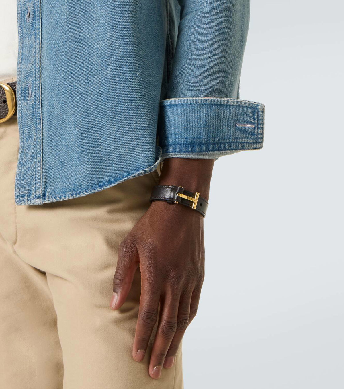 Tom Ford T leather bracelet