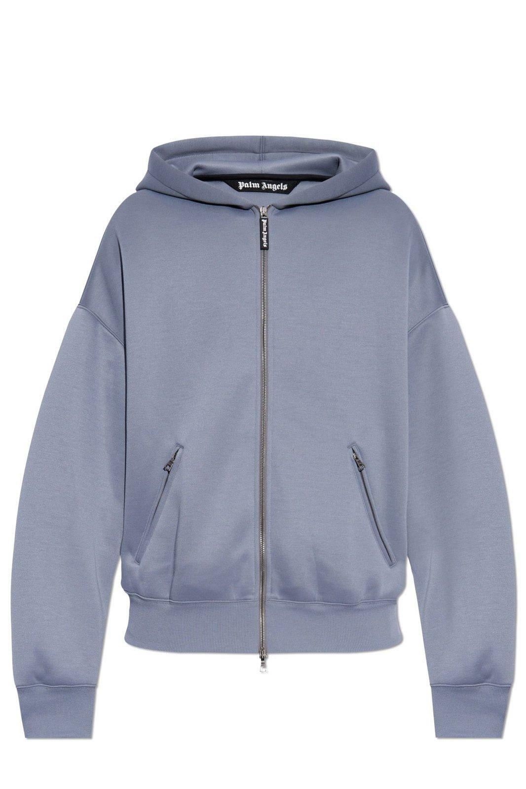 Palm Angels Curved Logo Zipped Hoodie
