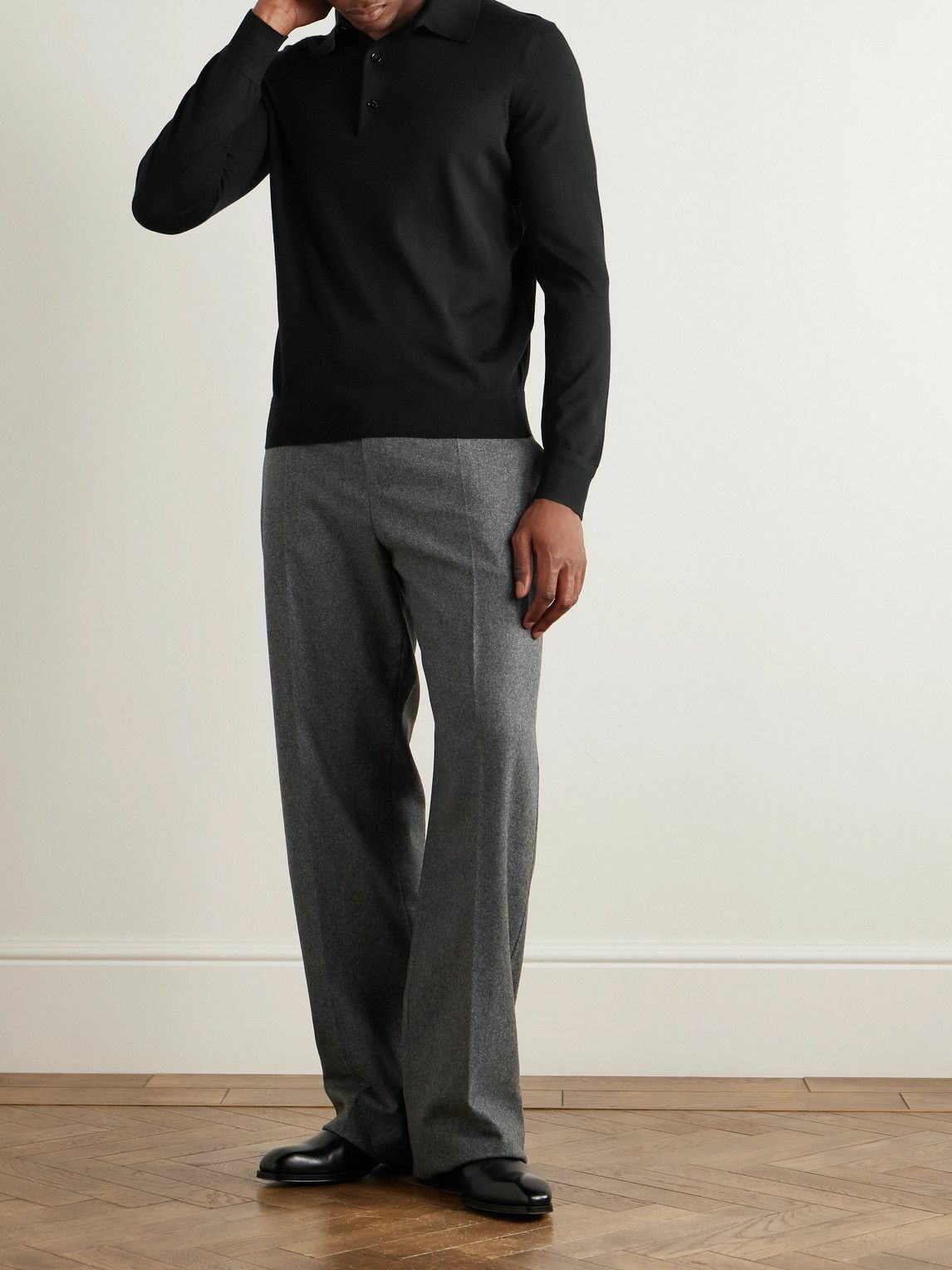 Tom Ford - Slim-Fit Cashmere and Silk-Blend Polo Shirt - Black