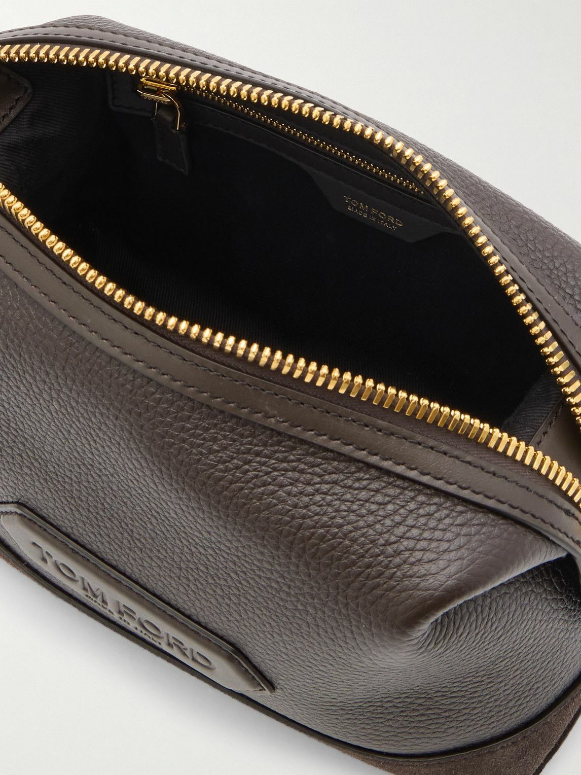 Tom Ford - Suede-Trimmed Full-Grain Leather Wash Bag