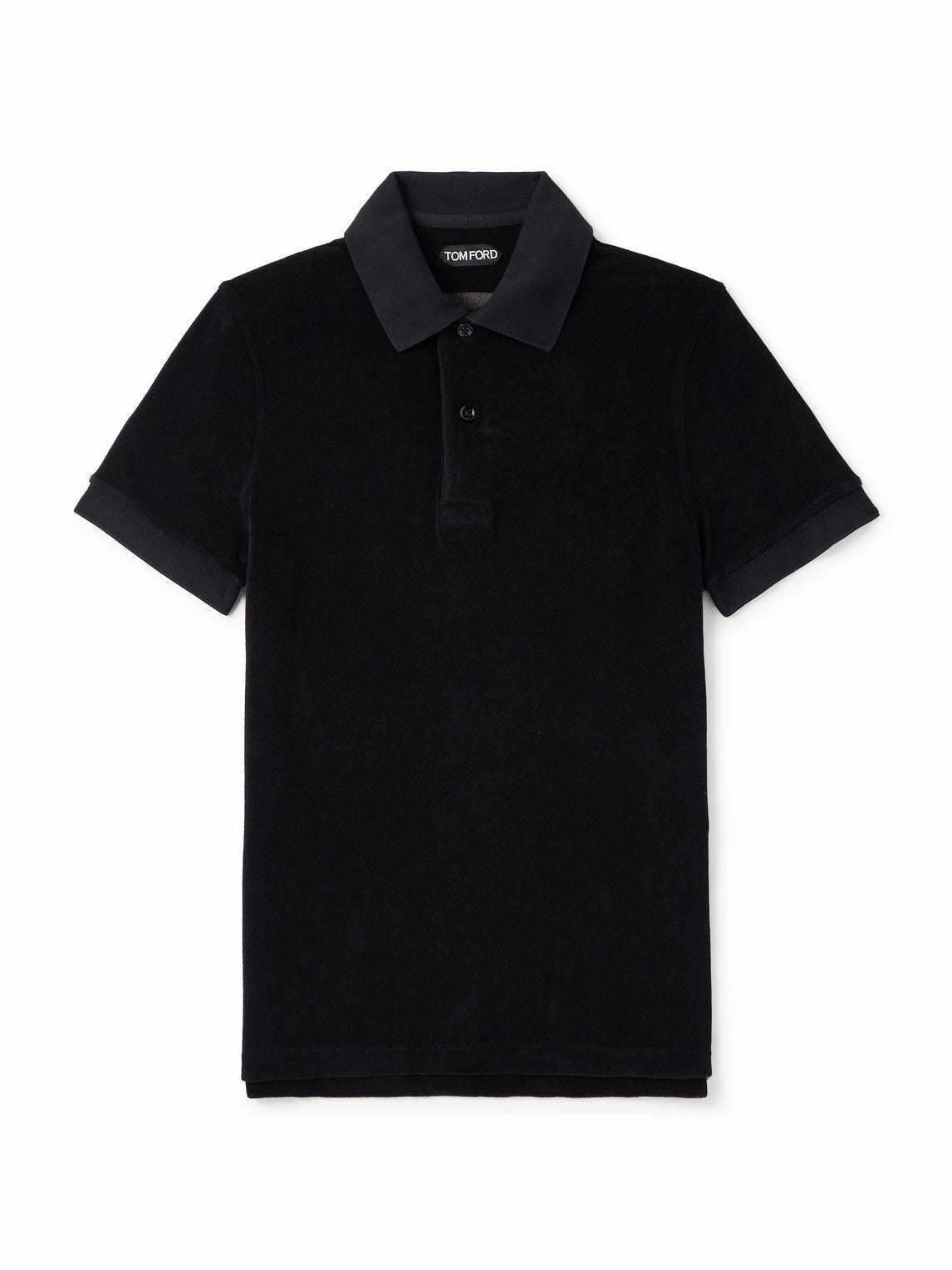TOM FORD - Slim-Fit Cotton-Blend Terry Polo Shirt - Black