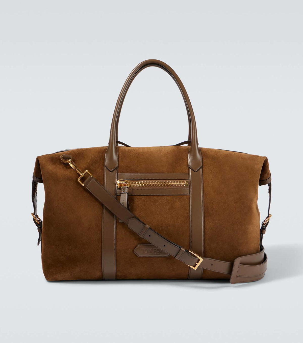 Tom Ford Leather-trimmed suede duffel bag