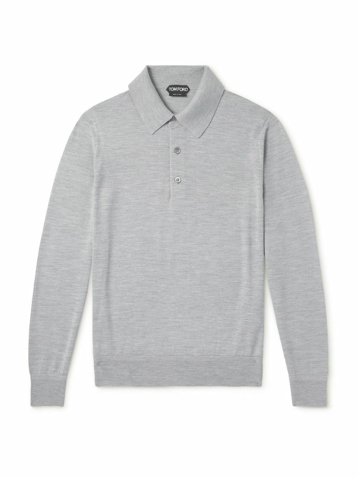 Tom Ford - Slim-Fit Cashmere and Silk-Blend Polo Shirt - Gray