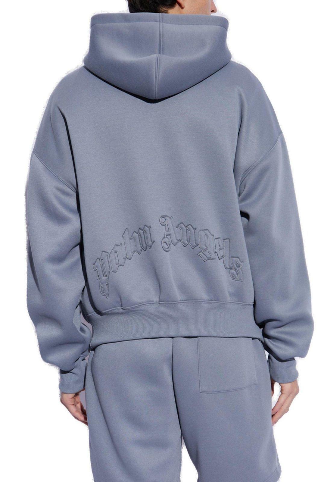 Palm Angels Curved Logo Zipped Hoodie