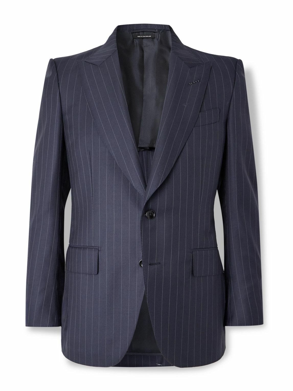 TOM FORD - Dyllan Slim-Fit Pinstriped Wool-Twill Suit Jacket - Blue