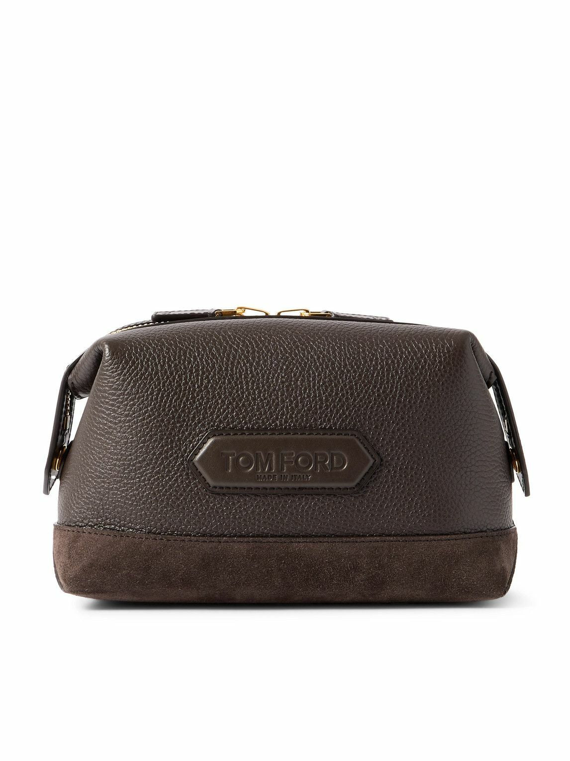 Tom Ford - Suede-Trimmed Full-Grain Leather Wash Bag
