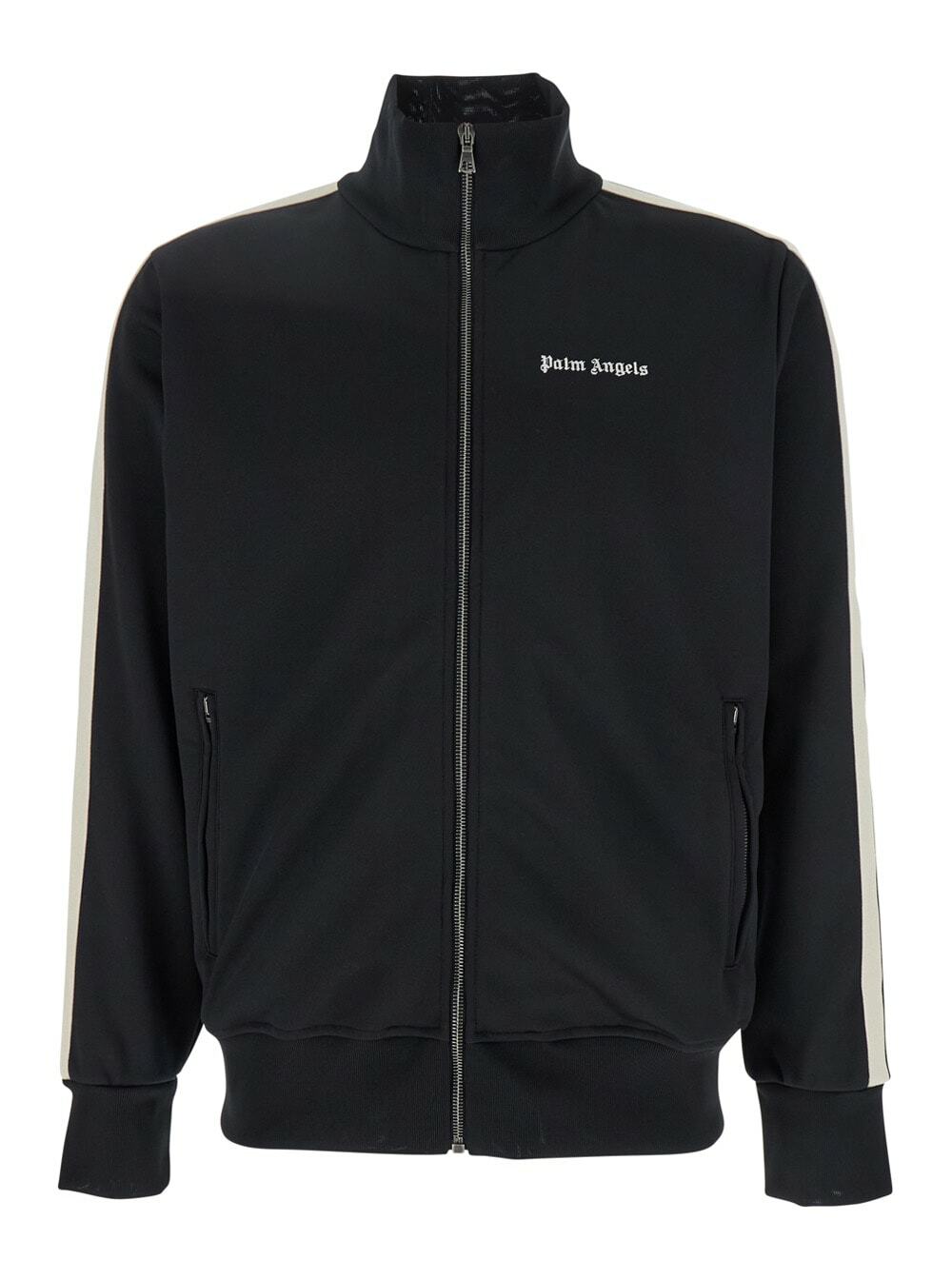 Palm Angels classic Logo Black Sweatshirt With Logo Printed On The Front In Tech Fabric Man