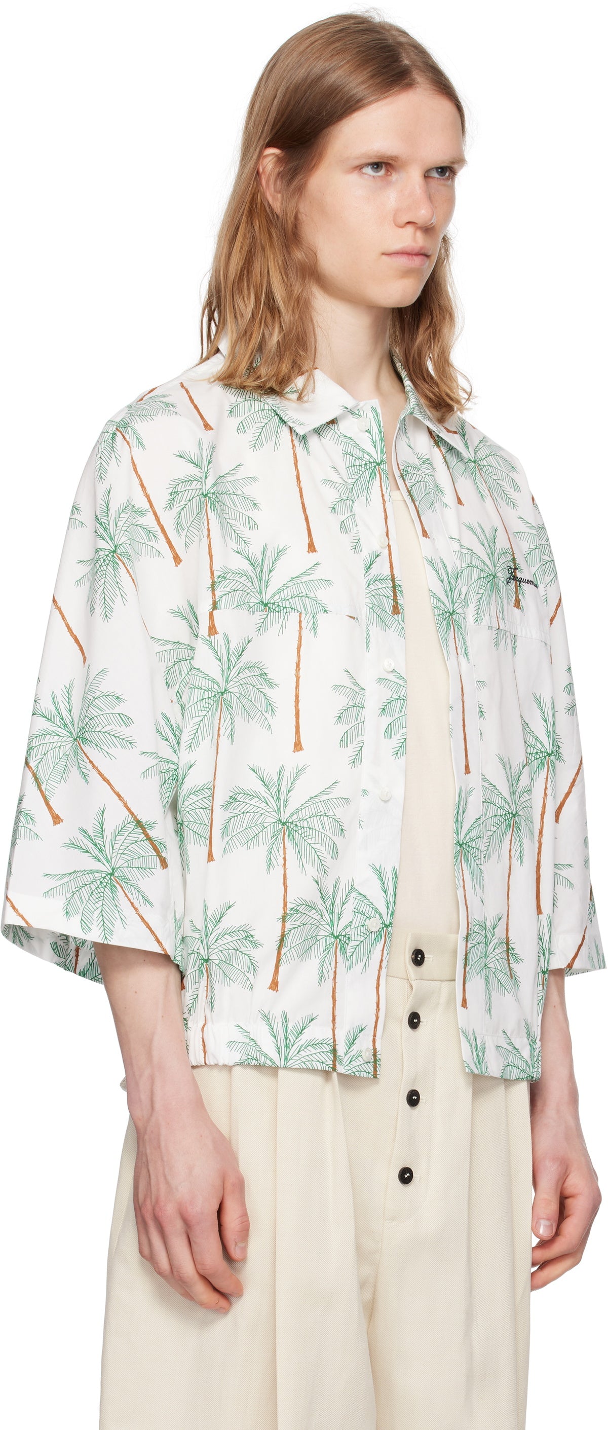 JACQUEMUS White & Green La Croisière 'The Canevas short-sleeve' Shirt